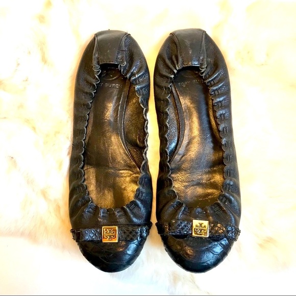 Tory Burch Ballet Flat Cap Toe Black 7.5 M - Picture 1 of 11